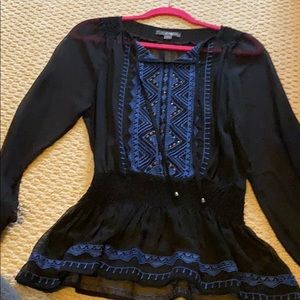 Black and blue sheer blouse